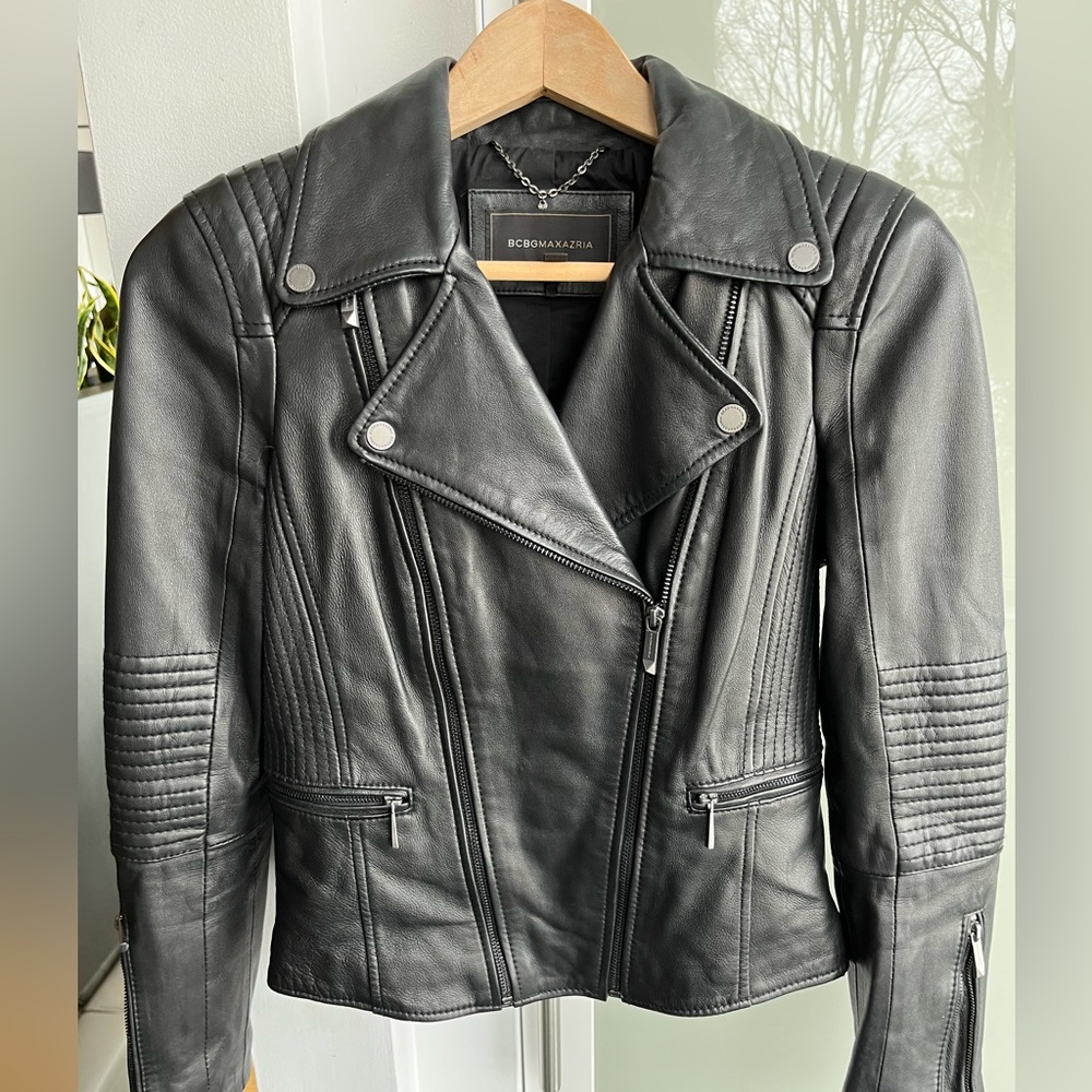 BCBG Genuine leather biker jacket